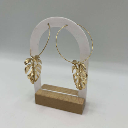 Boucles d’Oreilles Monstera – Style Tropical Chic