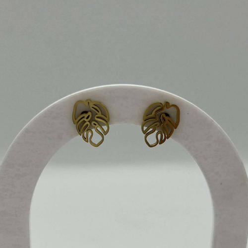 🌿 Boucles d'Oreilles – Feuilles Monstera en Acier Inoxydable