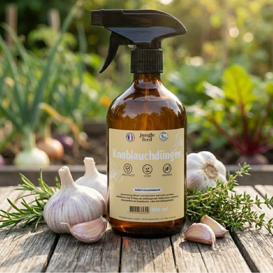 Retten Sie Ihre Pflanzen mit Jungle Feed Knoblauchjauche! Das natürliche Antibiotikum gegen Pilzkrankheiten und Schädlinge. Gebrauchsfertig & hochwirksam.
