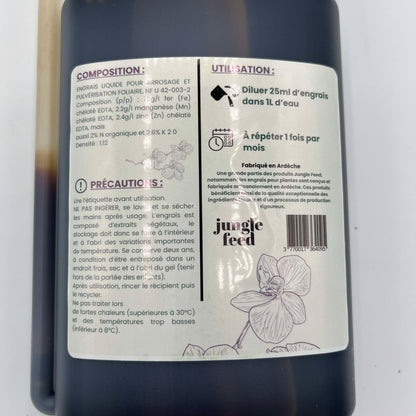 étiquette engrais orchidée vue de dos 500ml