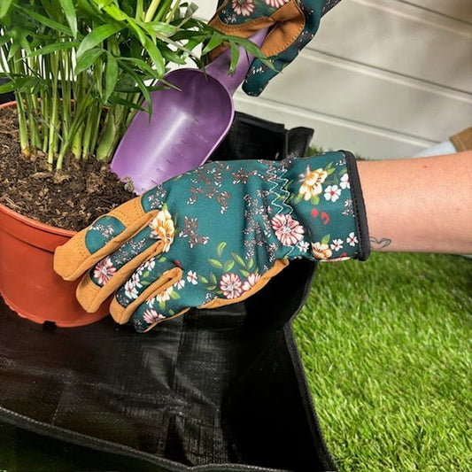 Gants de Jardinage Multifonctionnels Robuste – Motif Floral et Brun – Taille Unique - Jungle Feed