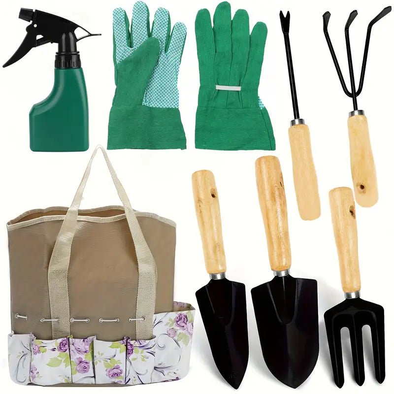 Pack de 8 outils de jardinage robustes avec sac de rangement - l'essentiel pour les passionnées de jardinage - Jungle Feed