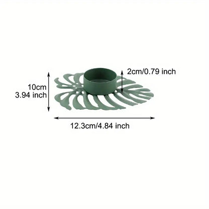 Monstera-Blatt-Kerzenhalter aus Metall